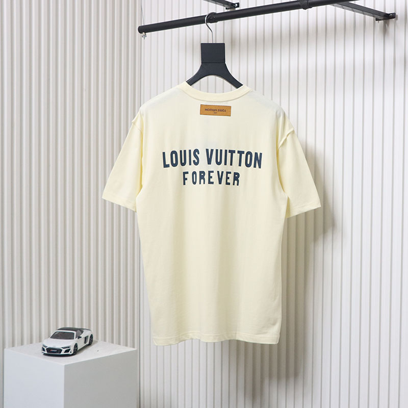 Louis Vuitton 22ss Fake Pocket Lettering Printed Short Sleeve Beige