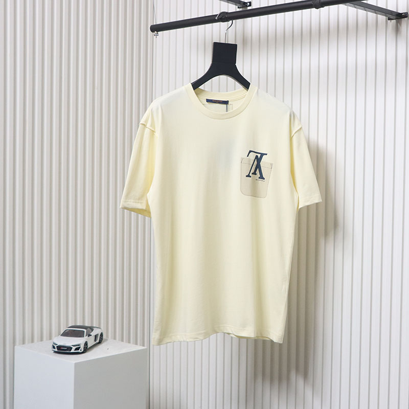 Louis Vuitton 22ss Fake Pocket Lettering Printed Short Sleeve Beige