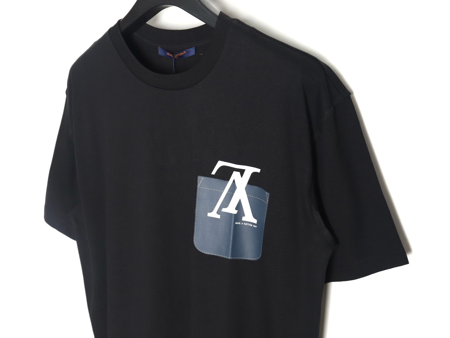 Louis Vuitton 22ss Fake Pocket Lettering Printed Short Sleeve Black