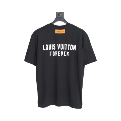 Louis Vuitton 22ss Fake Pocket Lettering Printed Short Sleeve Black 02