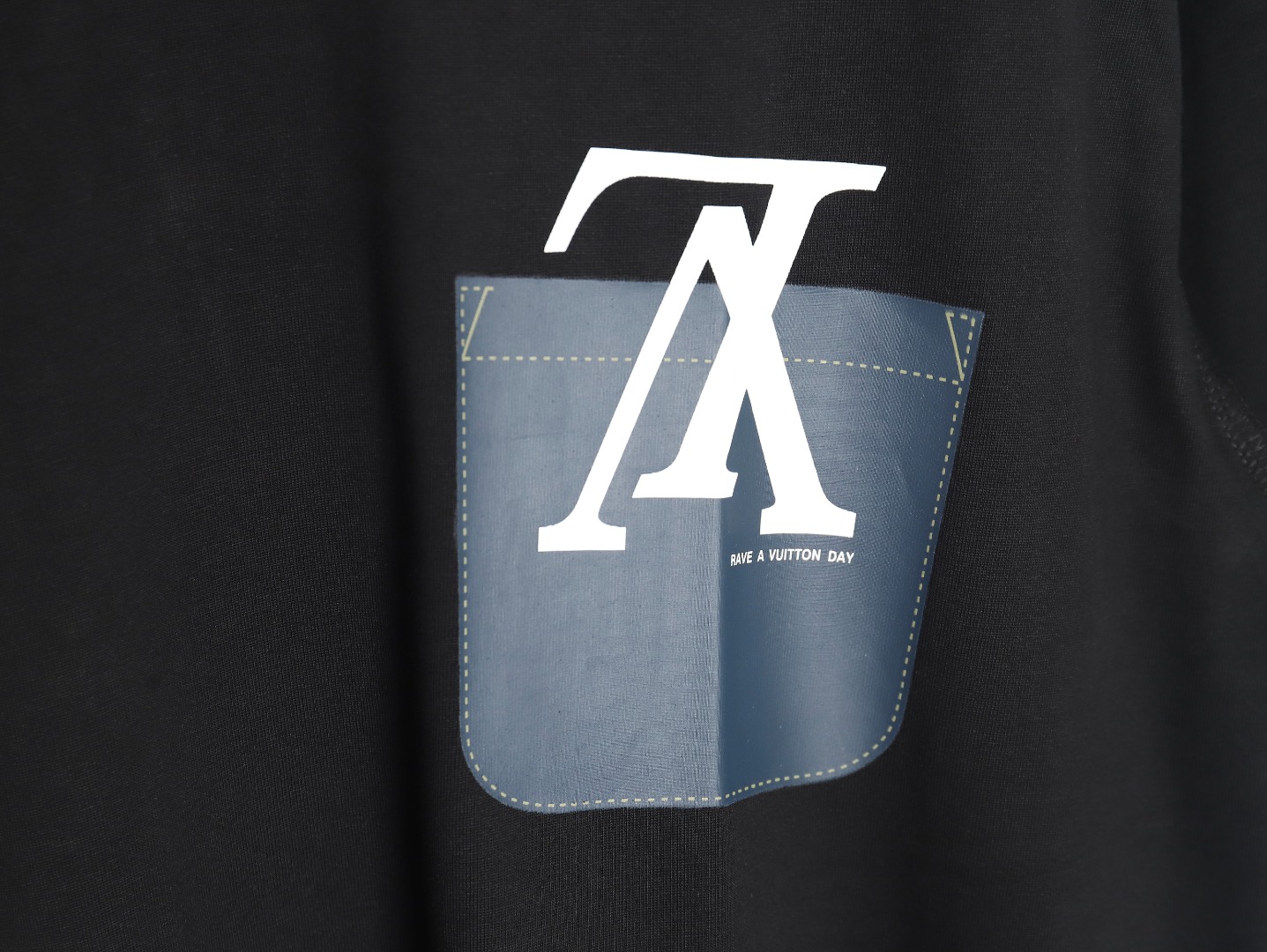 Louis Vuitton 22ss Fake Pocket Lettering Printed Short Sleeve Black