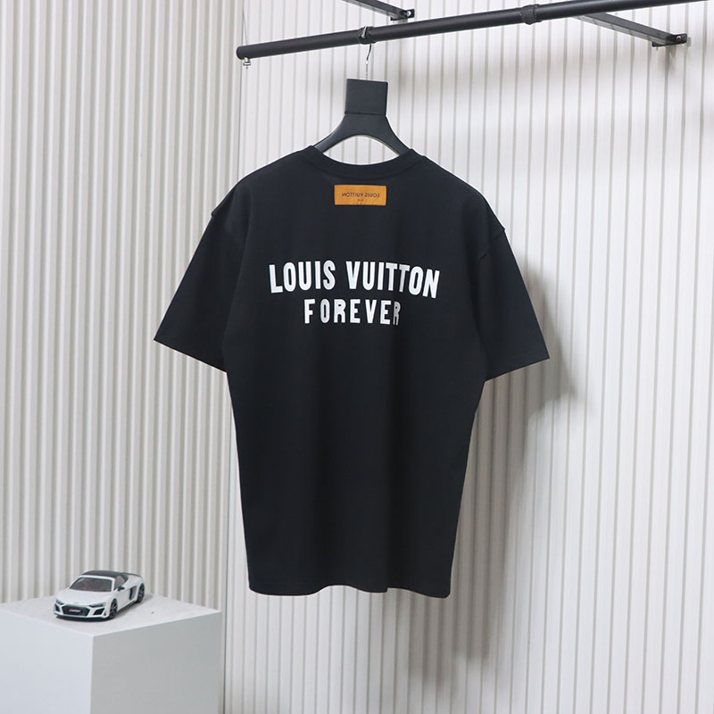 Louis Vuitton 22ss Fake Pocket Lettering Printed Short Sleeve Black