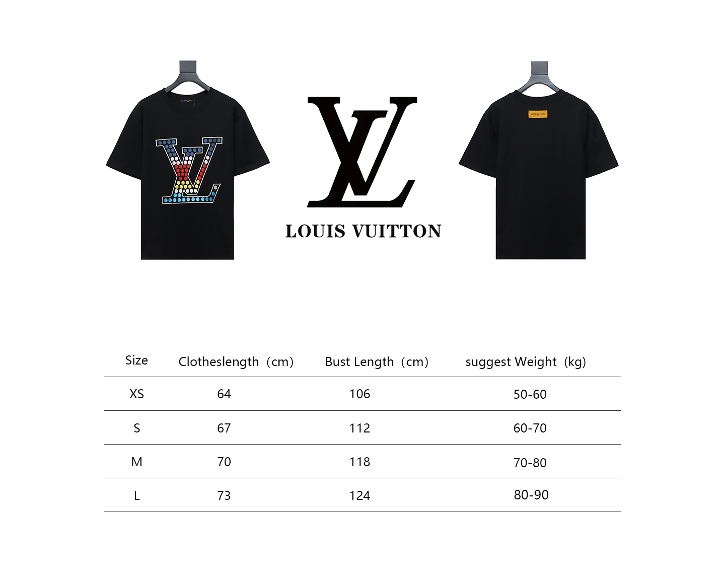 Louis Vuitton 24ss colorful polka dot heavy embroidered logo short sleeve black