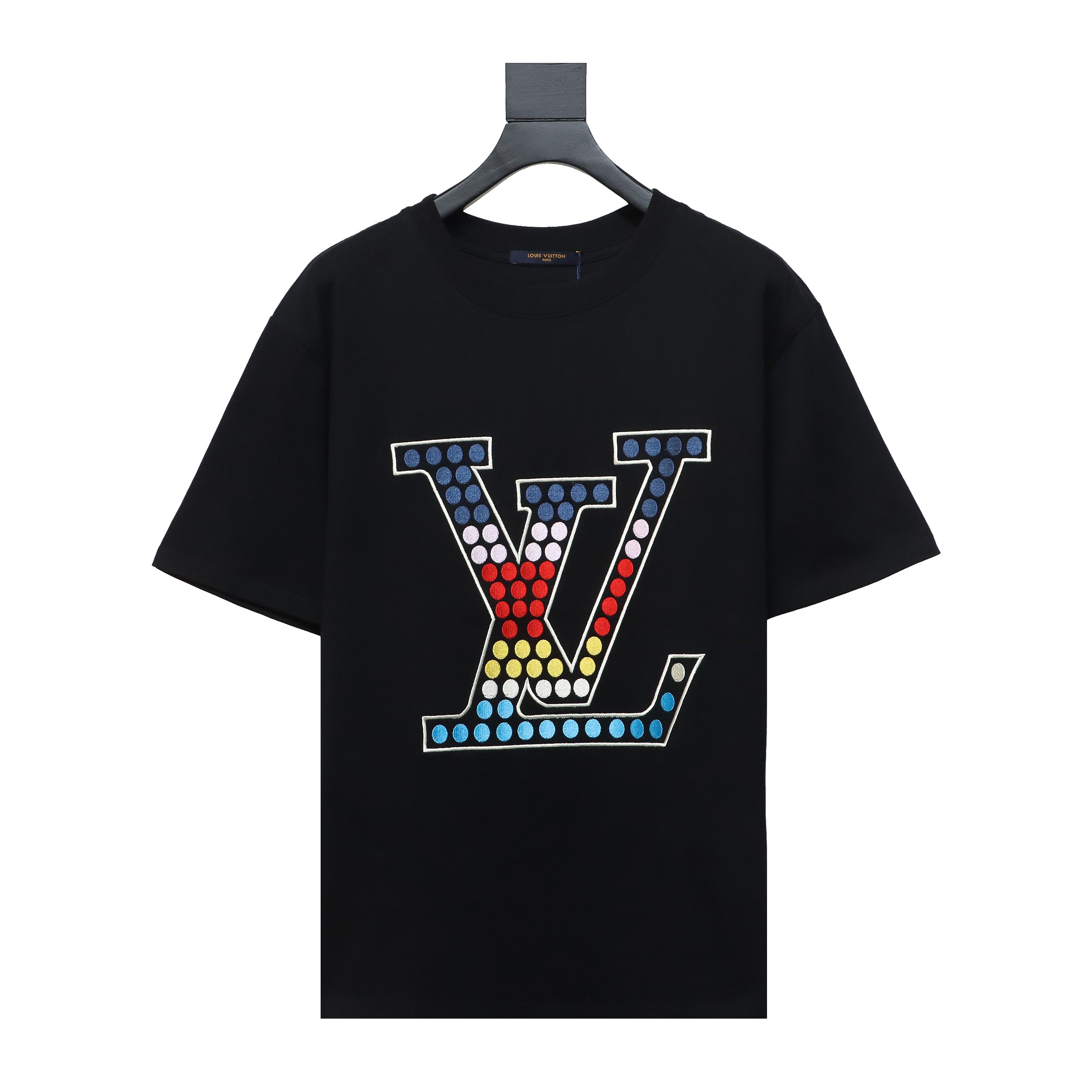 Louis Vuitton 24ss colorful polka dot heavy embroidered logo short sleeve black