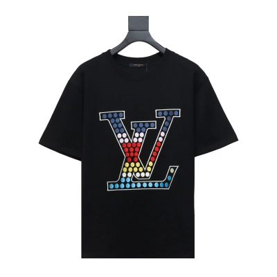 Louis Vuitton 24ss colorful polka dot heavy embroidered logo short sleeve black 01