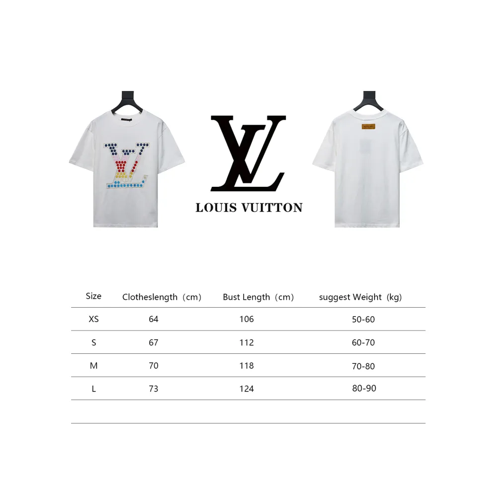 Louis Vuitton 24ss colorful polka dot heavy embroidered logo short sleeve White