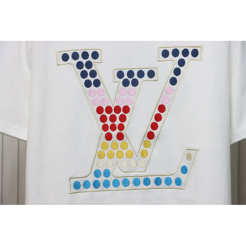 Louis Vuitton 24ss colorful polka dot heavy embroidered logo short sleeve White
