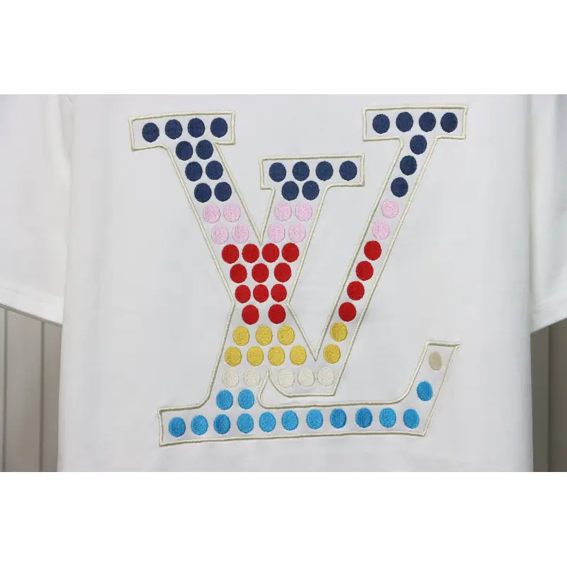 Louis Vuitton 24ss colorful polka dot heavy embroidered logo short sleeve White
