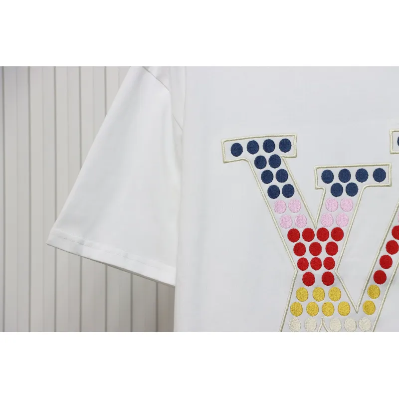 Louis Vuitton 24ss colorful polka dot heavy embroidered logo short sleeve White