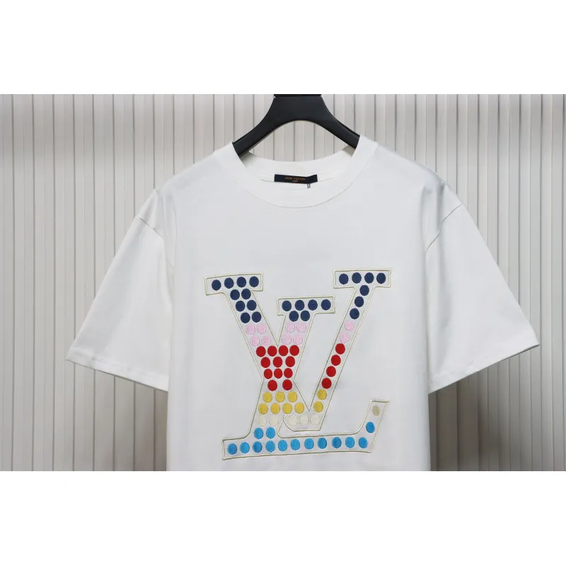 Louis Vuitton 24ss colorful polka dot heavy embroidered logo short sleeve White