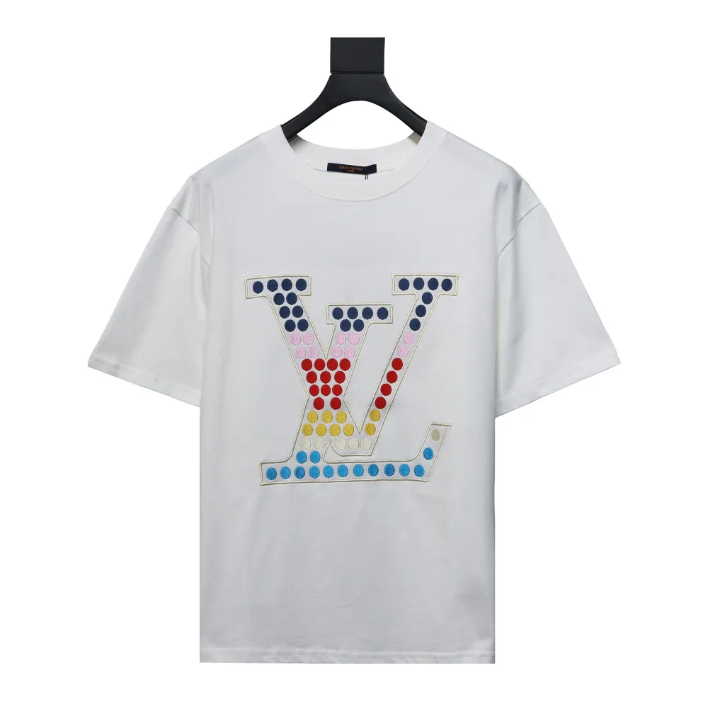 Louis Vuitton 24ss colorful polka dot heavy embroidered logo short sleeve White