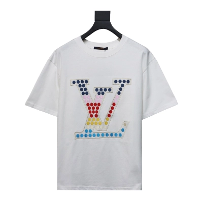 Louis Vuitton 24ss colorful polka dot heavy embroidered logo short sleeve White 01