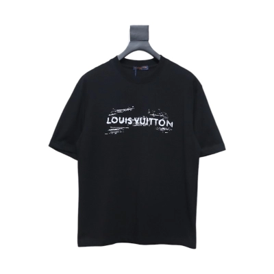 Louis Vuitton 24ss graffiti lettering logo print short sleeve black 01