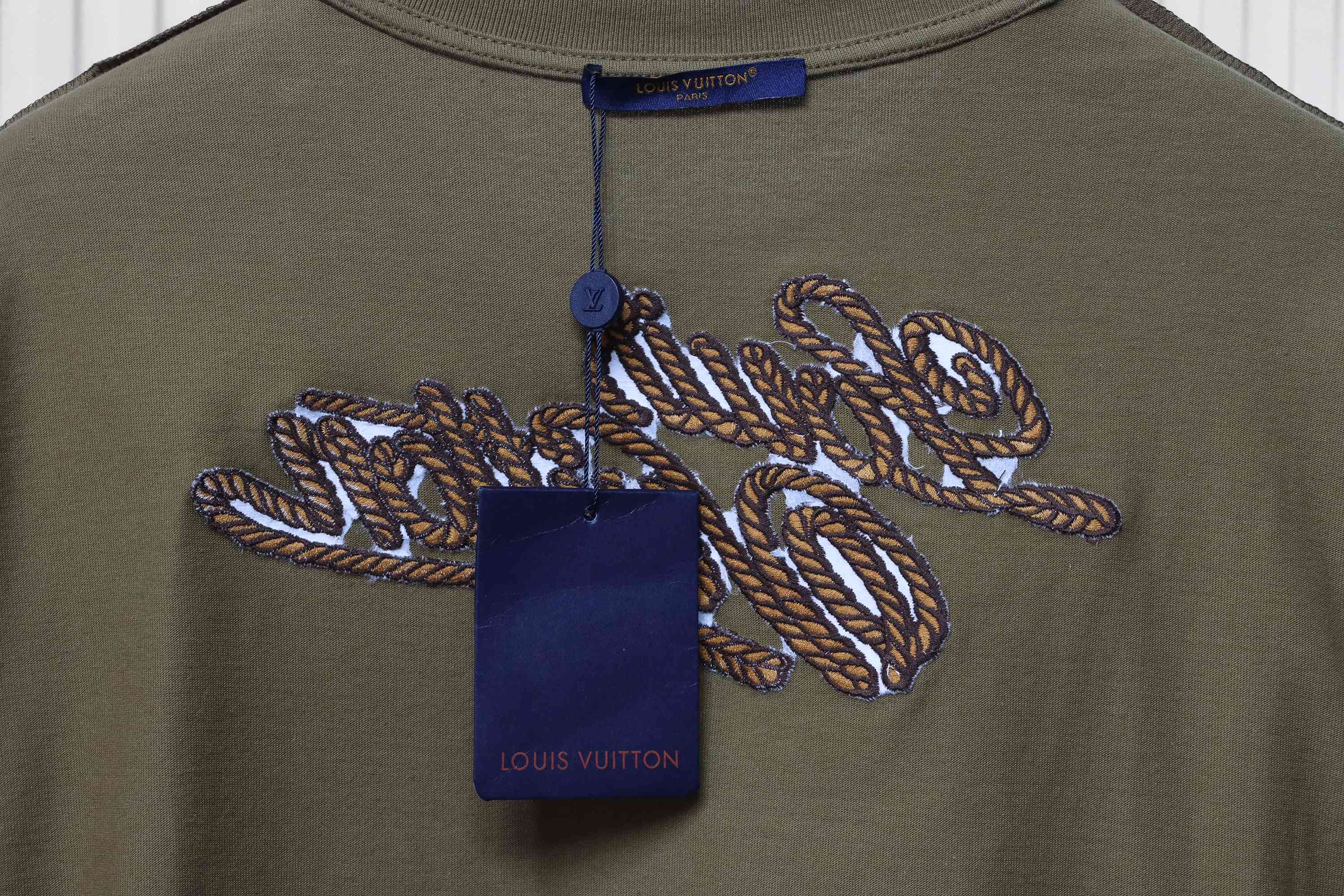 Louis Vuitton 24ss LV hemp rope knot embroidered short sleeves dark brown