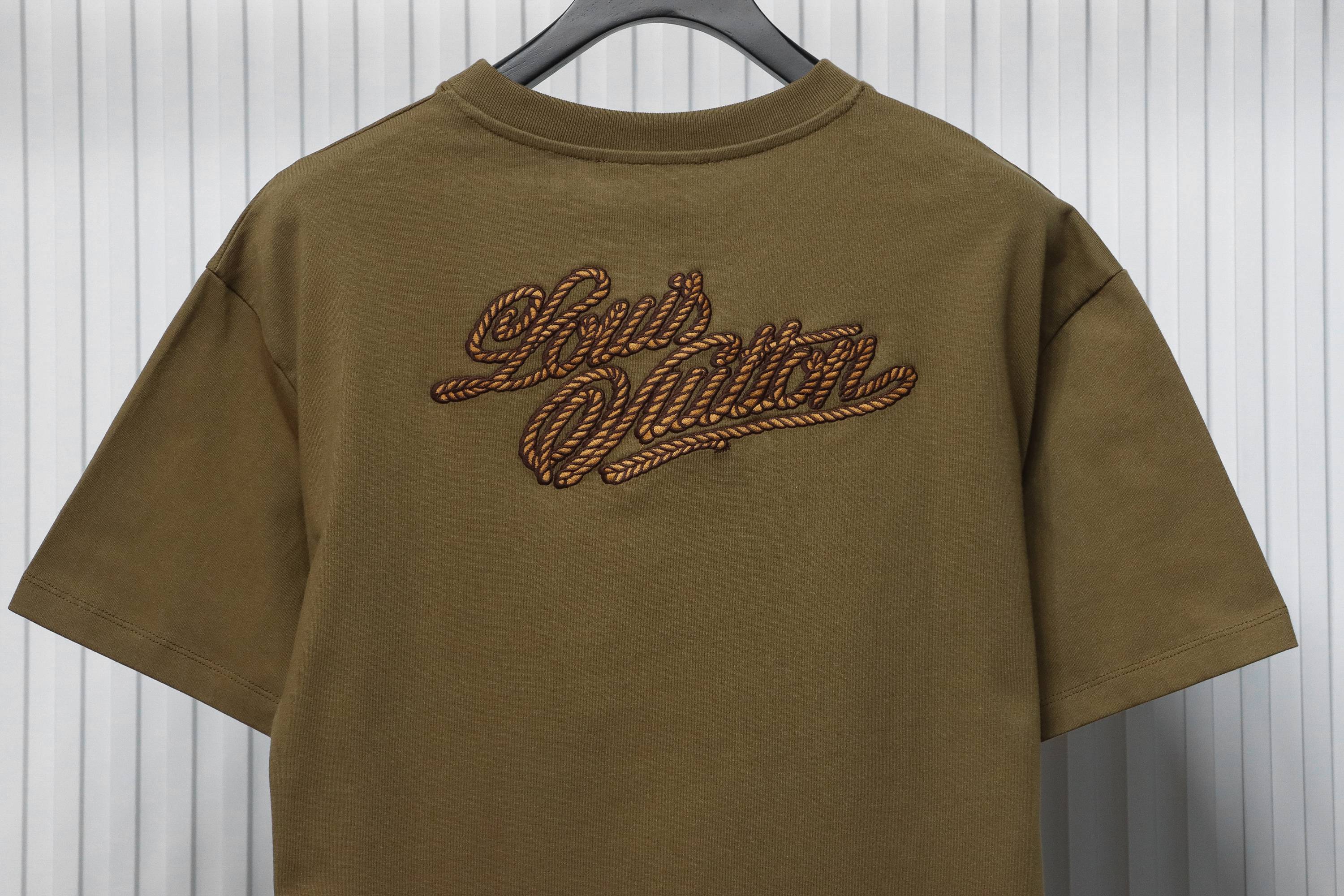 Louis Vuitton 24ss LV hemp rope knot embroidered short sleeves dark brown