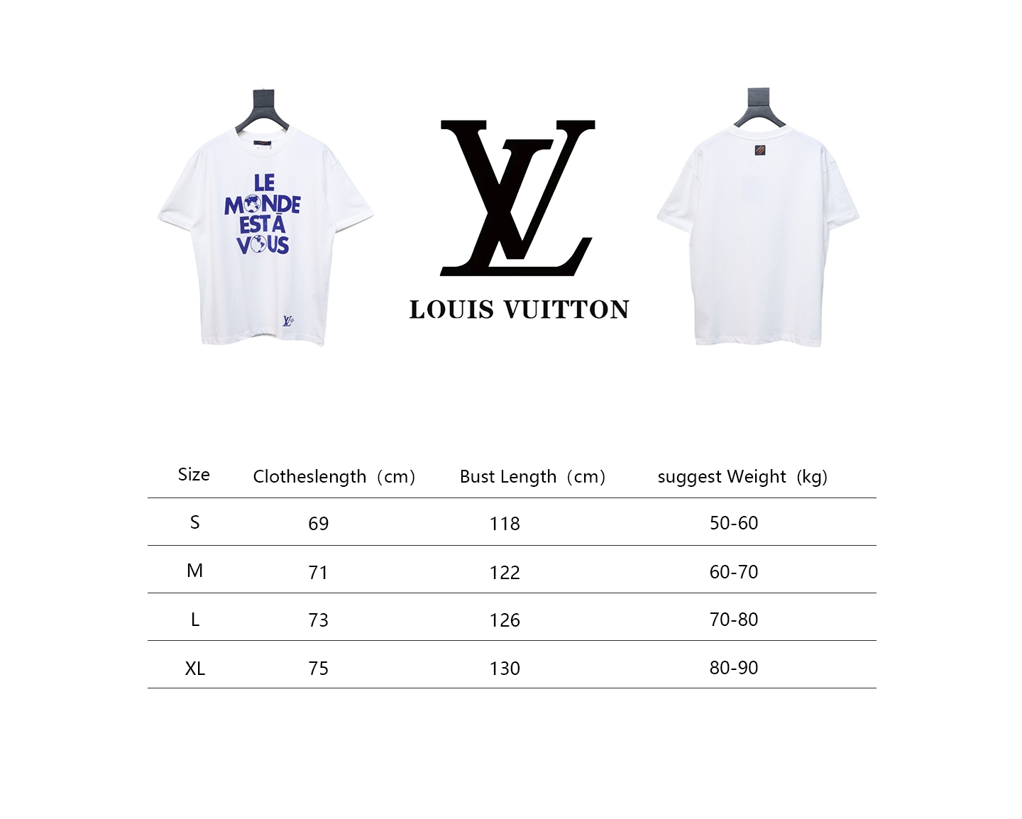 Louis Vuitton 25ss blue flocked slogan print short sleeves