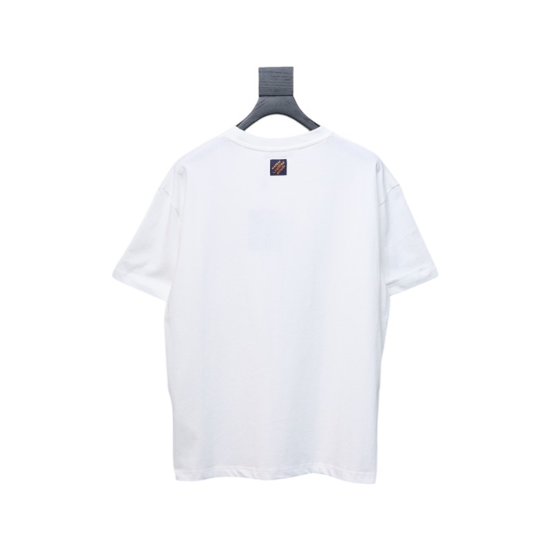 Louis Vuitton 25ss blue flocked slogan print short sleeves