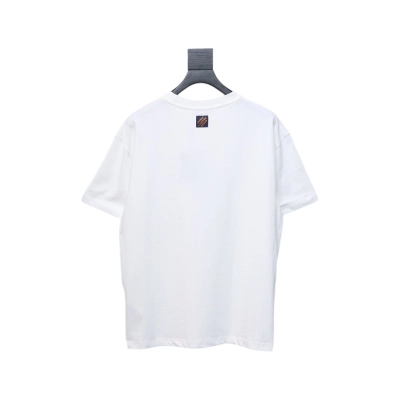 Louis Vuitton 25ss blue flocked slogan print short sleeves 02