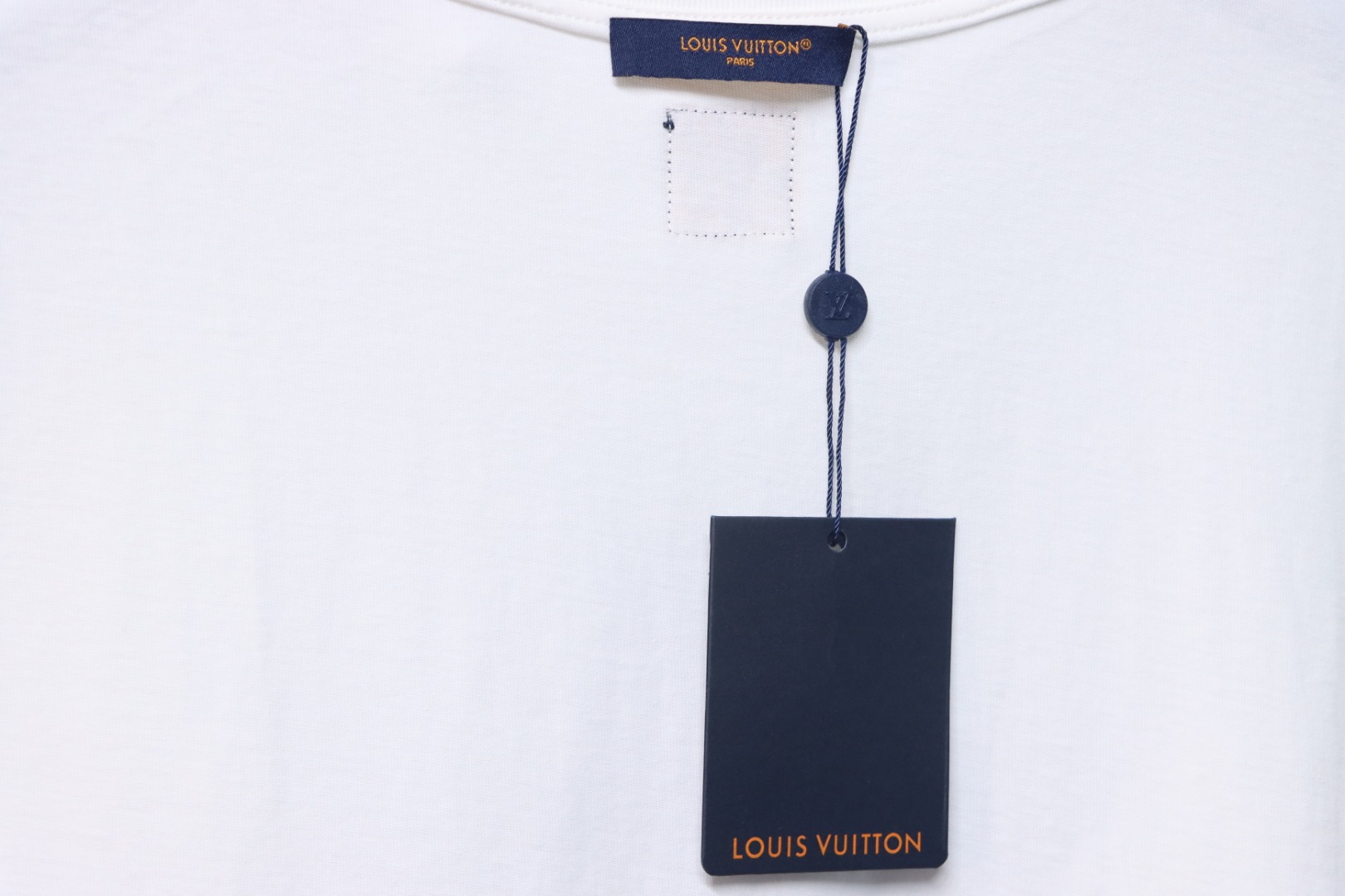 Louis Vuitton 25ss blue flocked slogan print short sleeves