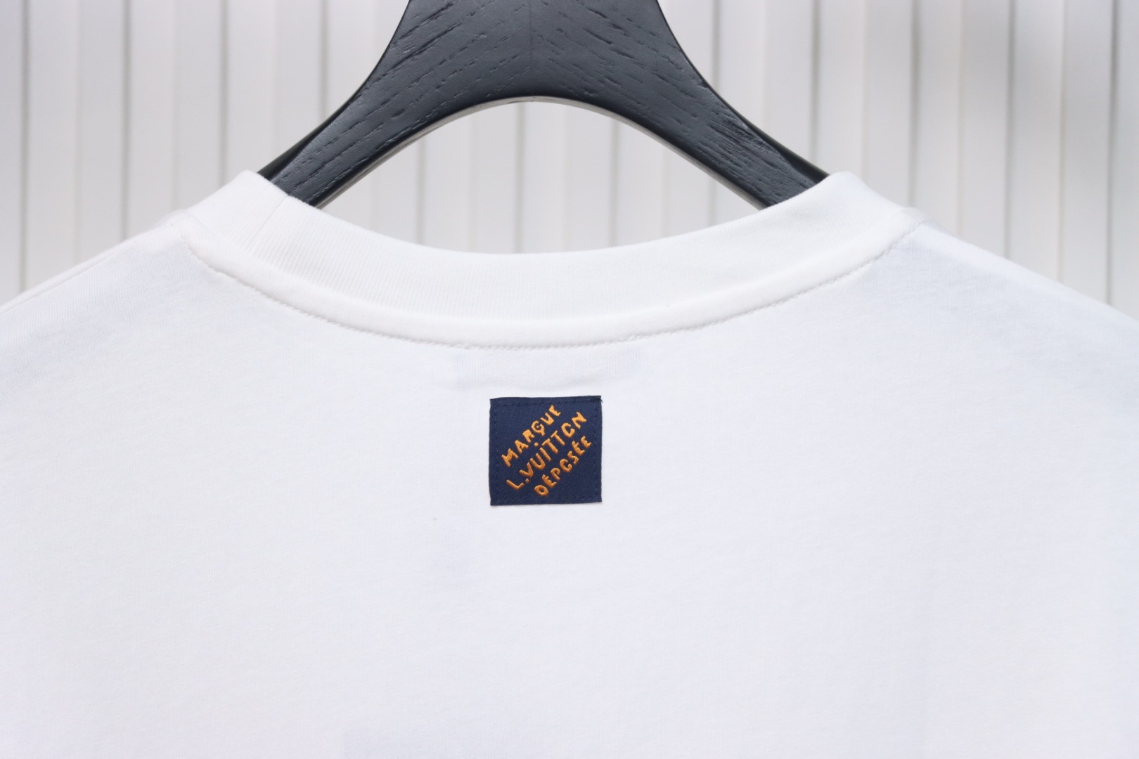 Louis Vuitton 25ss blue flocked slogan print short sleeves