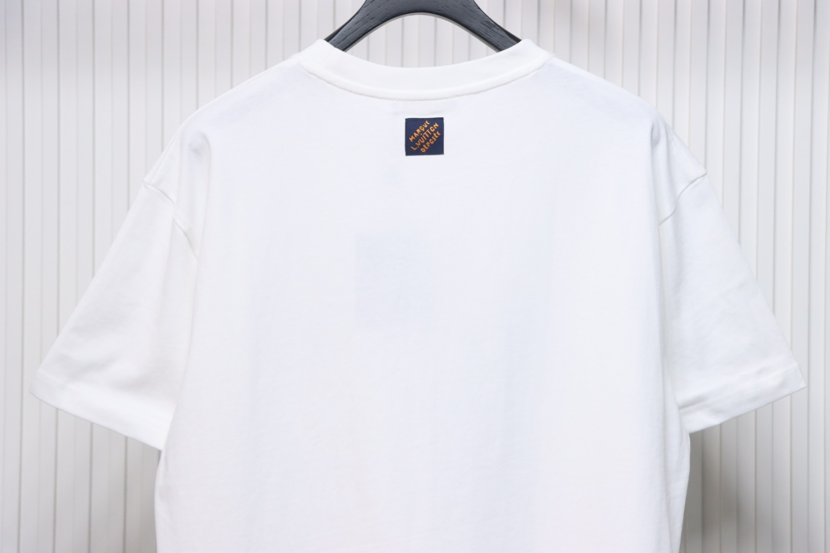 Louis Vuitton 25ss blue flocked slogan print short sleeves