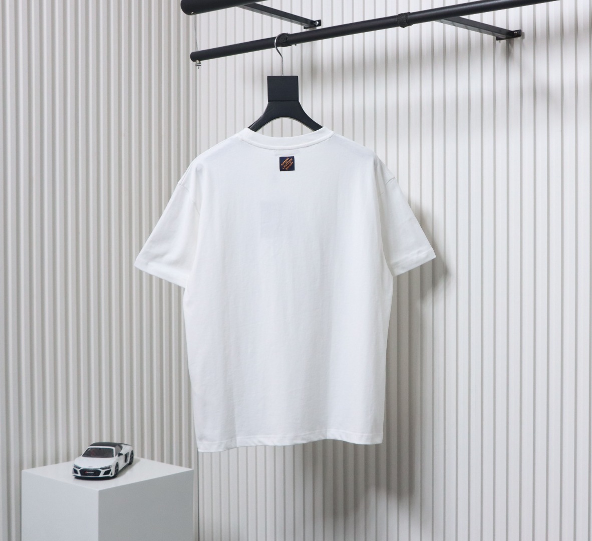 Louis Vuitton 25ss blue flocked slogan print short sleeves