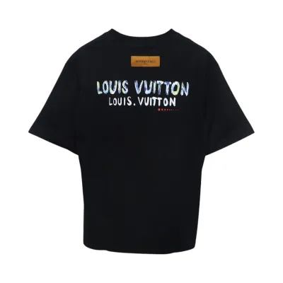 Louis Vuitton 25ss camouflage lettering logo print short sleeve T-shirt black 02