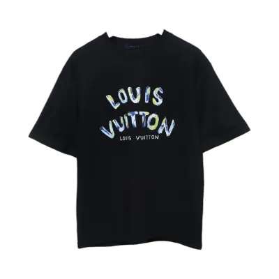 Louis Vuitton 25ss camouflage lettering logo print short sleeve T-shirt black 01