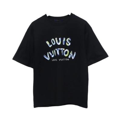 Louis Vuitton 25ss camouflage lettering logo print short sleeve T-shirt black 01