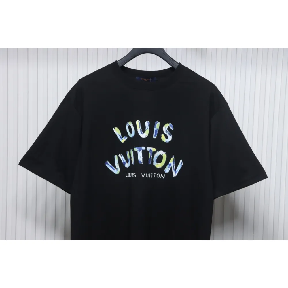Louis Vuitton 25ss camouflage lettering logo print short sleeve T-shirt black