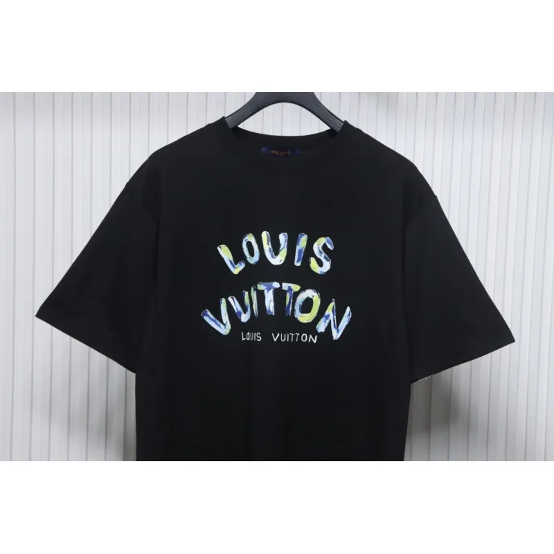 Louis Vuitton 25ss camouflage lettering logo print short sleeve T-shirt black
