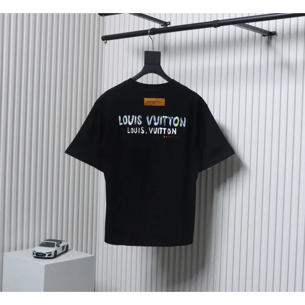 Louis Vuitton 25ss camouflage lettering logo print short sleeve T-shirt black