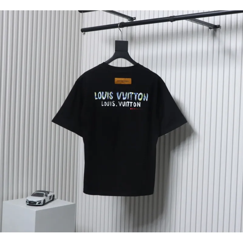 Louis Vuitton 25ss camouflage lettering logo print short sleeve T-shirt black