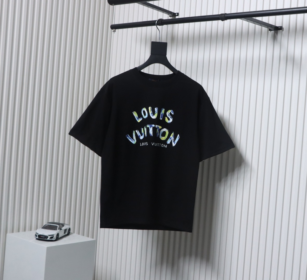 Louis Vuitton 25ss camouflage lettering logo print short sleeve T-shirt black