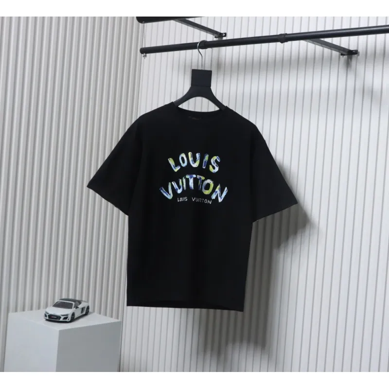 Louis Vuitton 25ss camouflage lettering logo print short sleeve T-shirt black
