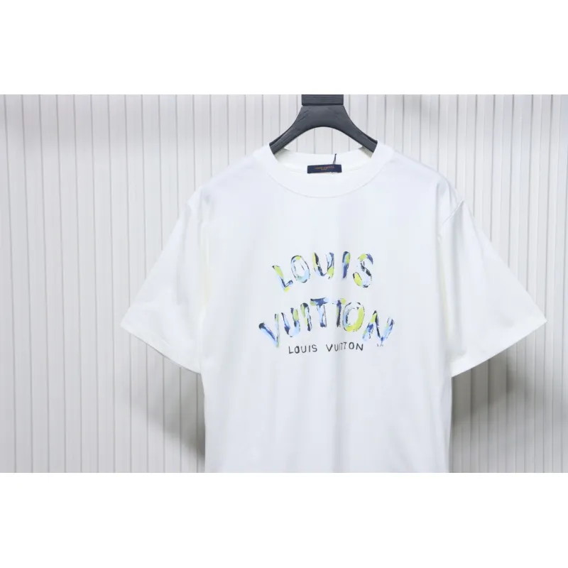 Louis Vuitton 25ss camouflage lettering logo print short sleeve T-shirt White