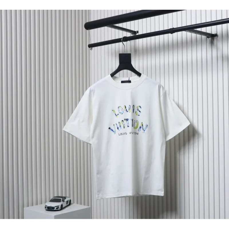 Louis Vuitton 25ss camouflage lettering logo print short sleeve T-shirt White