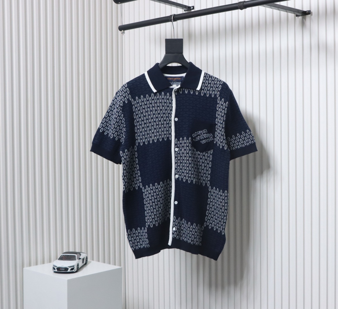 Louis Vuitton 25ss Checkerboard Knit Cardigan Short Sleeve