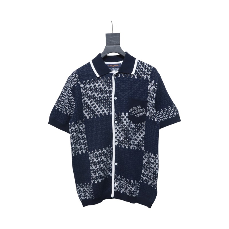 Louis Vuitton 25ss Checkerboard Knit Cardigan Short Sleeve