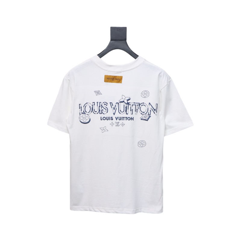 Louis Vuitton 25ss chest three flower print short sleeve white