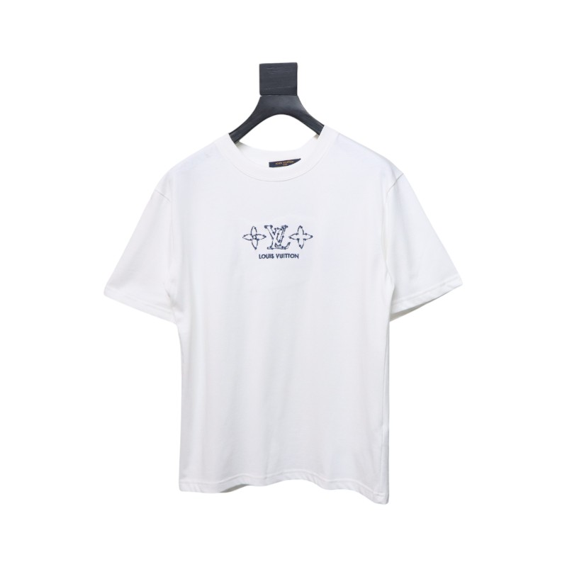 Louis Vuitton 25ss chest three flower print short sleeve white
