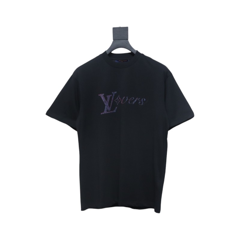 Louis Vuitton 25ss colorful cracked old flower letter print short sleeve