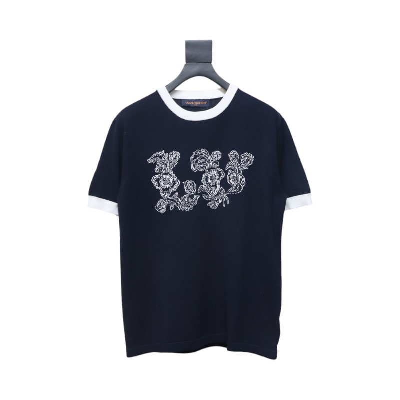Louis Vuitton 25ss early spring new short-sleeved sunflower floral knitted short-sleeved