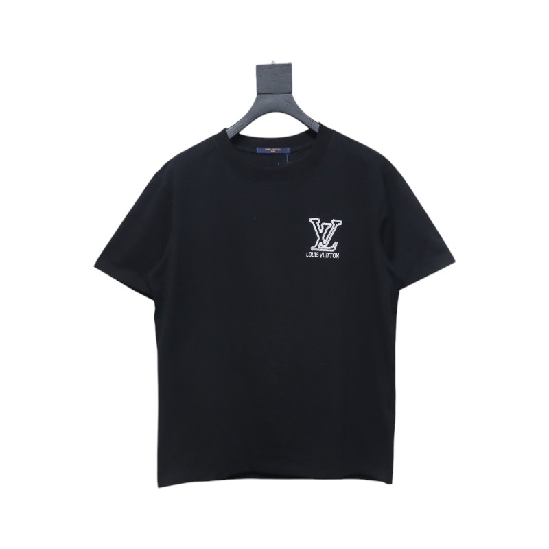 Louis Vuitton 25ss embroidered monogram short sleeve black