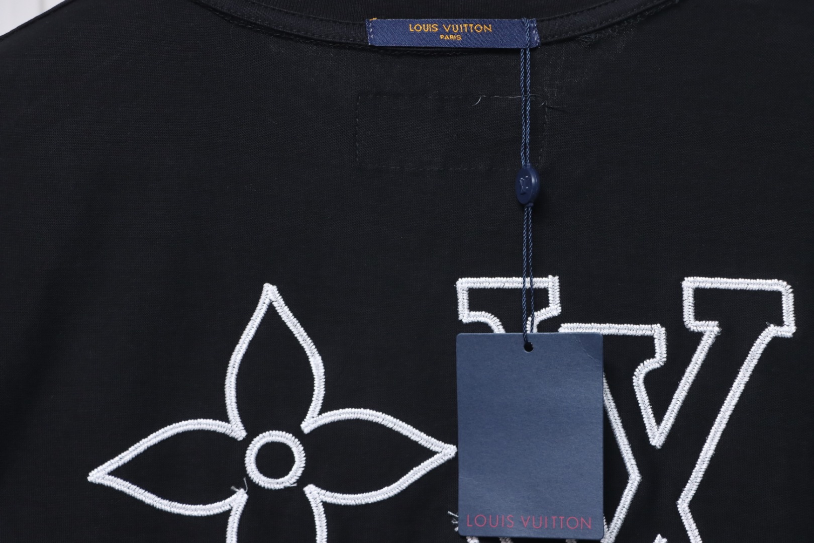 Louis Vuitton 25ss embroidered monogram short sleeve black