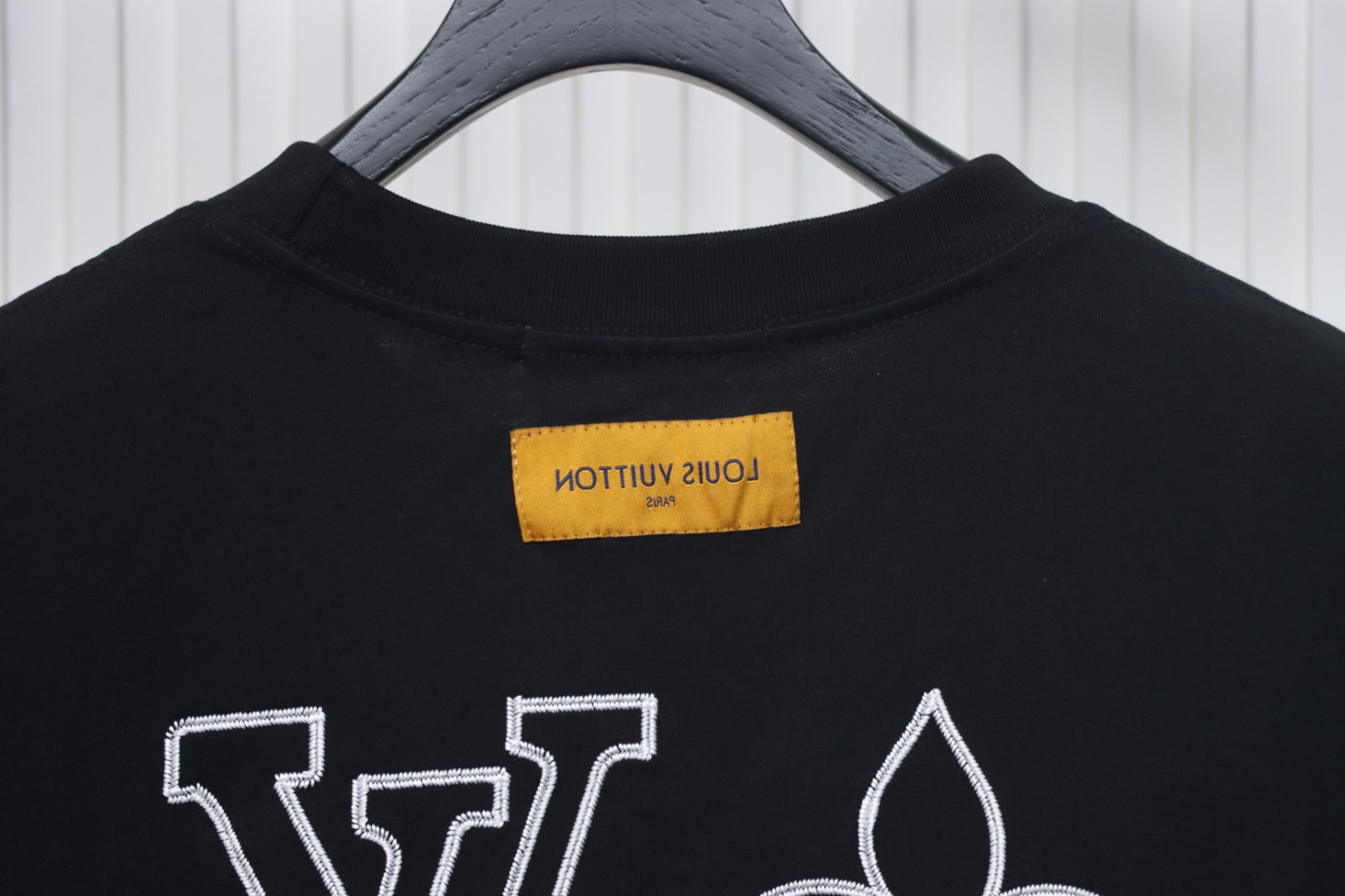 Louis Vuitton 25ss embroidered monogram short sleeve black
