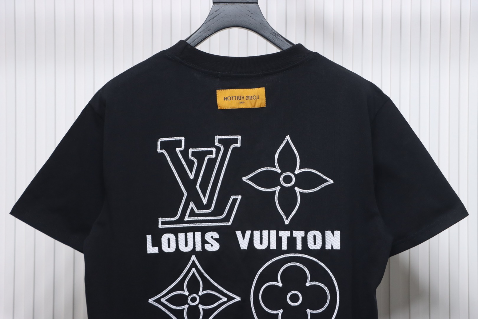 Louis Vuitton 25ss embroidered monogram short sleeve black
