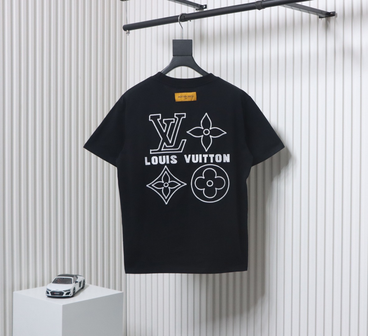 Louis Vuitton 25ss embroidered monogram short sleeve black