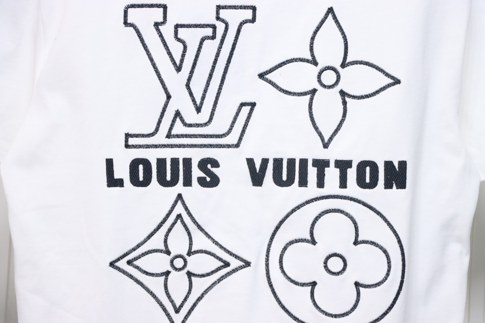 Louis Vuitton 25ss embroidered monogram short sleeve White