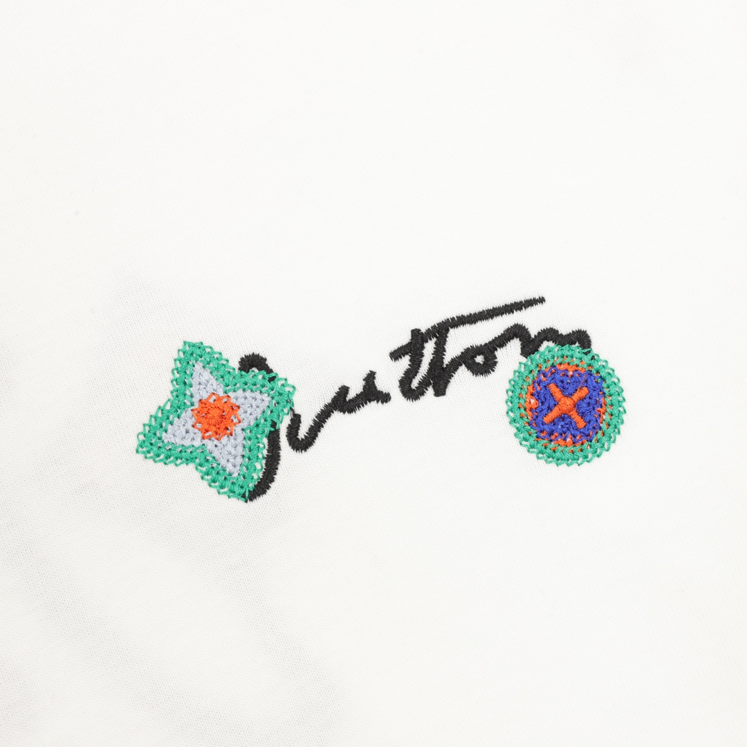 Louis Vuitton 25ss Floral Lettering Embroidered Short Sleeve T-Shirt White